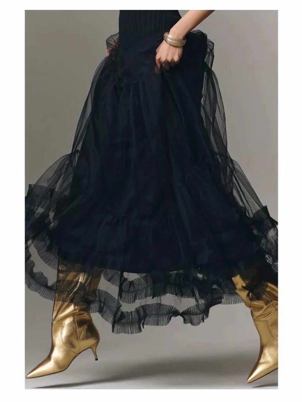 NWOT En Saison Darcy Sleeveless Mixed Media Tulle Gown Dress in Black Size S - Picture 13 of 15